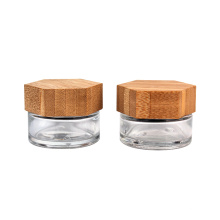 Custom 20ml 30ml 1oz glass cosmetic jars container with bamboo lids for eye face cream skincare packaging